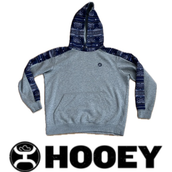 Hooey Other - 🌄Canyon Block Hooded Gray & Purple-Blue Patterned Hoodie by HOOEY | XL